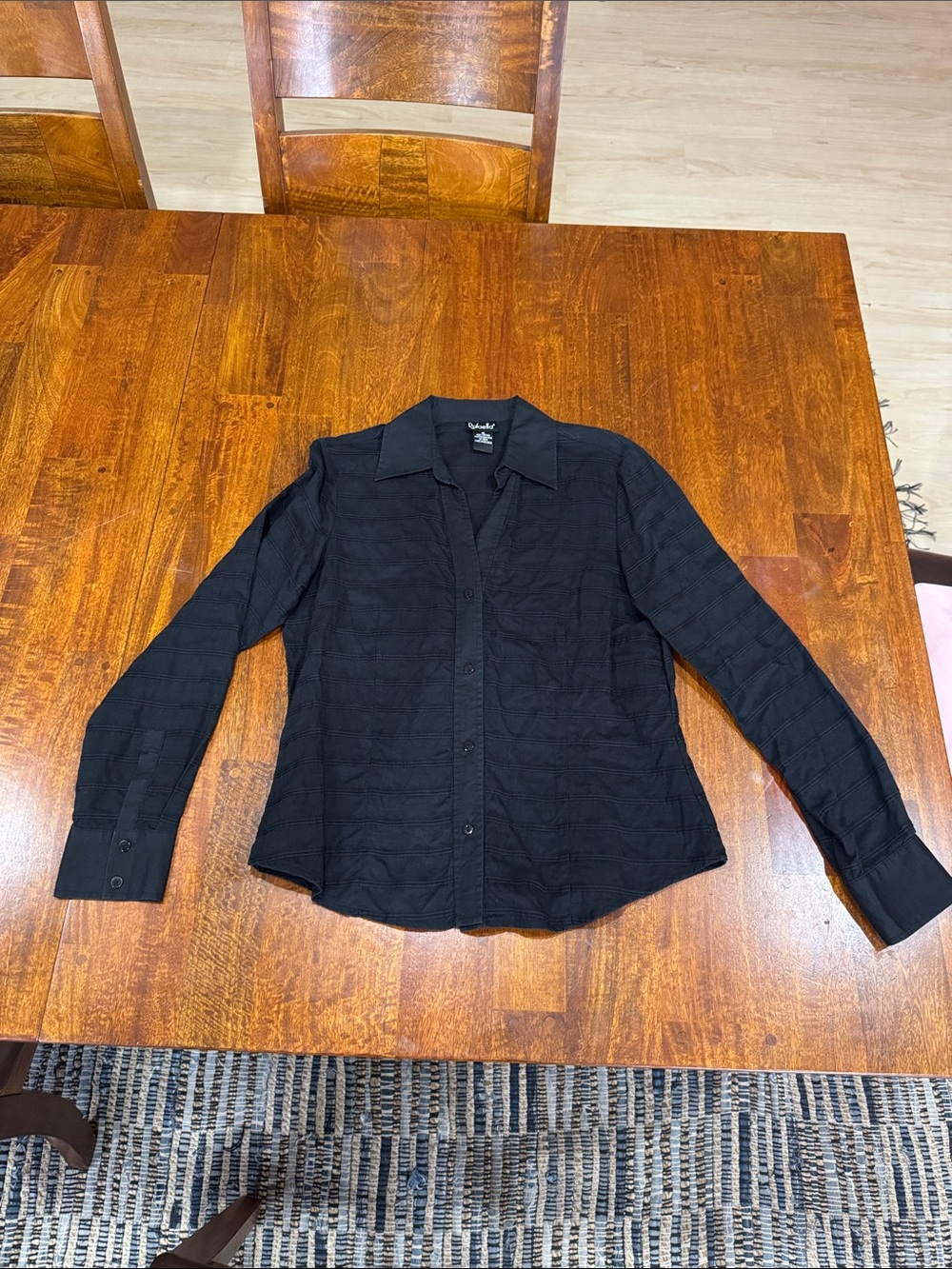 Y2K Rafaella Long Sleeve Button Up Stripe Textured Blouse